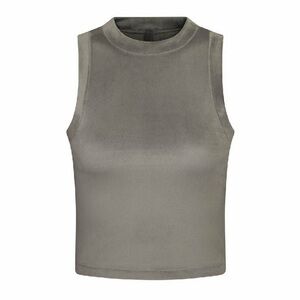SKIMS Velour Crew Neck Tank- Smoke Grey Stretch Velvet Cropped Top